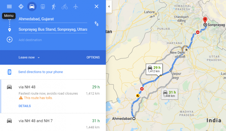 How To Reach Kedarnath From Ahmedabad: Route & Distance (1431km)