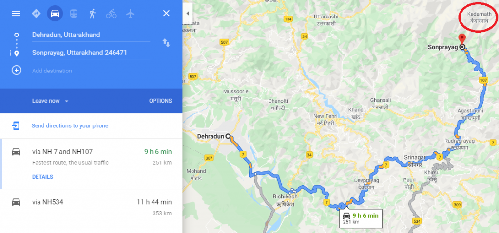 Dehradun To Kedarnath Map How To Reach Kedarnath From Dehradun: Route Map & Distance (267Km)