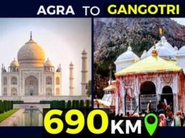 agra to gangotri distance