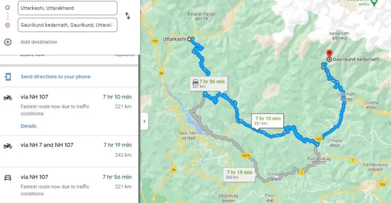 uttarkashi to kedarnath distance